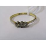 18ct GOLD 3 STONE DIAMOND RING, Size O