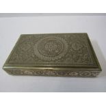 EASTERN SILVER, Eastern silver cigarette box of rectangular form with engraved foliate decoration,