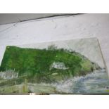 JOHN BLIGHT, signed painting on board "Port Gaverne", 24" x 48"