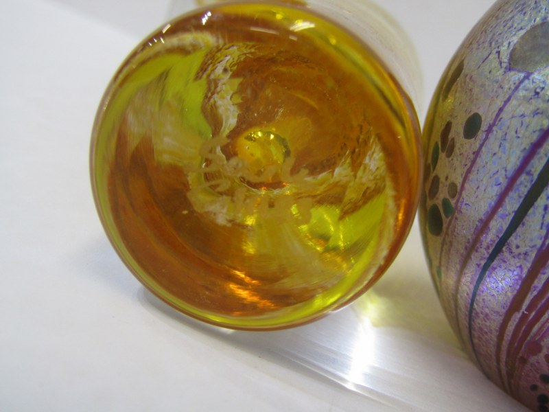 ART GLASS, 2 scent bottles by Tim Casey, 4.75" height, together with Isle of Wight spherical paper - Image 4 of 4