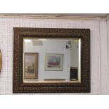 ORNATE WALL MIRROR, bevelled glass copper finish foliate border rectangular wall mirror, 29"