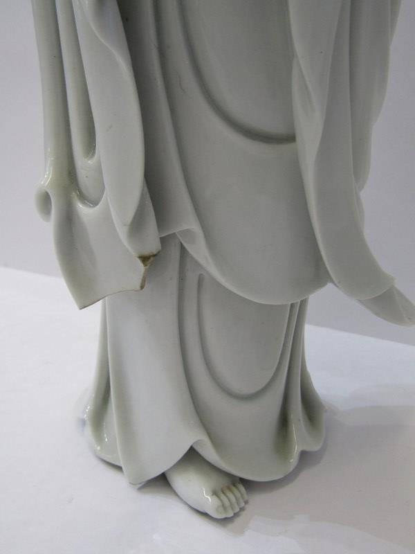 ORIENTAL CERAMICS, blanc de chine figure of Guanyin, 13" height (fingers to one hand missing), - Image 4 of 15