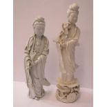 ORIENTAL CERAMICS, blanc de chine figure of Guanyin, 13" height (fingers to one hand missing),