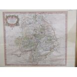 EARLY MAP, hand coloured engraved map of Warwickshire by Robert Morden, circa 1710, 14" x 16"