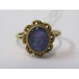 VINTAGE STYLE 9ct YELLOW GOLD OPAL TRIPLET RING, Size N/O