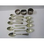 SILVER TEA SPOONS, 9 assorted silver teaspoons, various dates and makers, together with 3 assorted