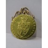 FULL GUINEA PENDANT, Guinea coin dated 1787, on hard soldered mount, combined weight of