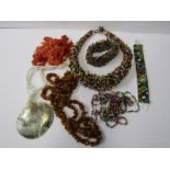 COSTUME JEWELLERY, Baltic Amber style necklace, pearl necklace, also African style bead necklaces