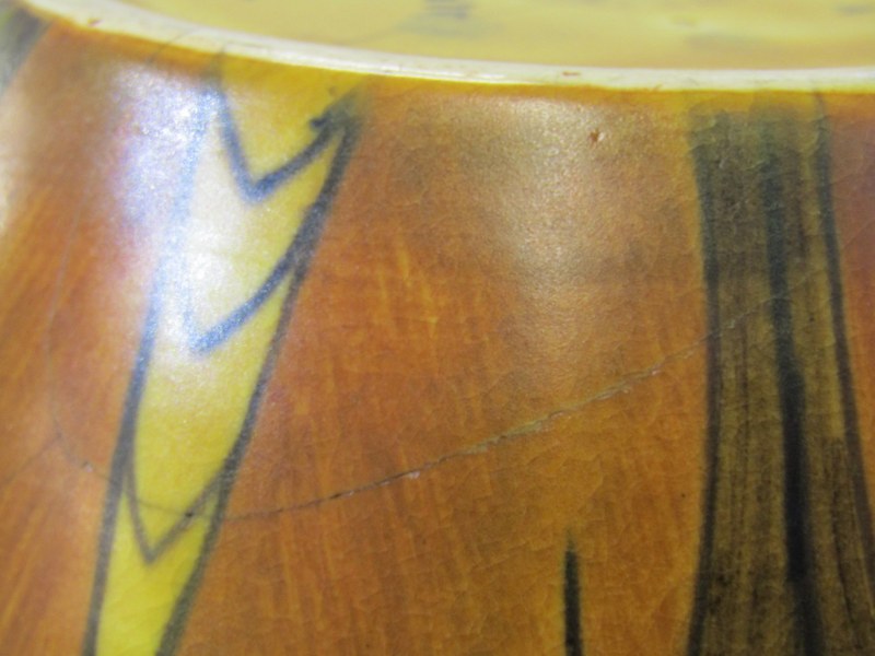 ART DECO, "Chameleon" stylised brown leaf design spherical 9" vase by Clews & Co Limited (base - Image 5 of 5
