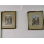 AFTER BIRKETT FOSTER, pair of chromolithographs "Gleaning" and "The Market Road", 7" x 5"