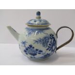 ORIENTAL CERAMICS, 18th Century Chinese underglaze blue spherical tea pot decorated with floral