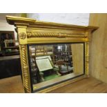 REGENCY OVER MANTEL, gilt writhen column surround, bevel glass rectangular over mantel, 39" height