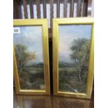 19th CENTURY ENGLISH SCHOOL, pair of oil paintings on board, "Views near Reigate and Chislehurst", 1