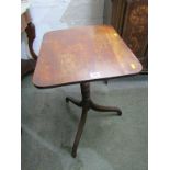 REGENCY WINE TABLE, provincial mahogany inverted tripod base support and rectangular top, 17.5"