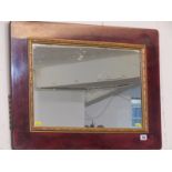 GILT MIRROR, mahogany surround gilded rectangular wall mirror, 21.5" x 28"