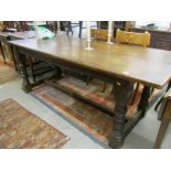 REFECTORY TABLE, oak refectory table with multi knop pillar supports, 32" width 73" length