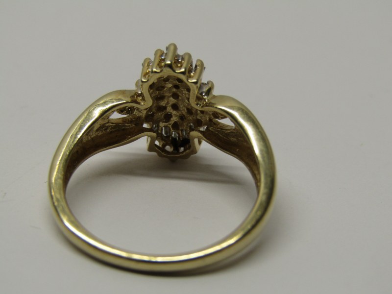 9CT YELLOW GOLD DIAMOND CLUSTER RING, mixed bagette & brilliant cut diamonds, set in 9ct yellow gold - Image 3 of 3