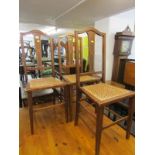 BEDROOM CHAIRS, set of 3 inlaid mahogany bedroom chairs with cane panelled seats