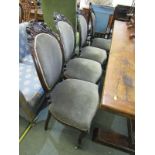 FRENCH DESIGN DINING CHAIRS, set of 4 Victorian spoonback dining chairs with rosebud and shell