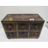 JEWEL CABINET, ethnic design table top 6 drawer jewel cabinet, 8" height, 12" width