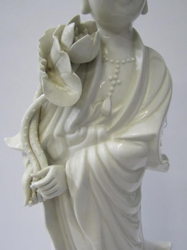 ORIENTAL CERAMICS, blanc de chine figure of Guanyin, 13" height (fingers to one hand missing), - Image 11 of 15