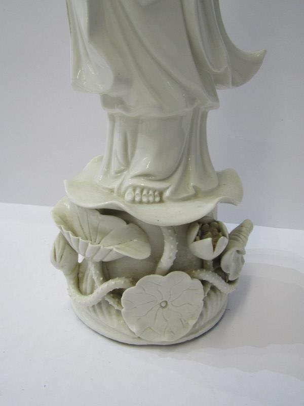 ORIENTAL CERAMICS, blanc de chine figure of Guanyin, 13" height (fingers to one hand missing), - Image 12 of 15