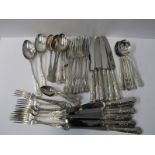 KINGS PATTERN CUTLERY SET, set of Sheffield HM 6 place setting silver cutlery set, comprising dinner