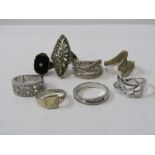 SILVER RINGS, Collection of 8 silver rings, some stone set others marcasite various sizes