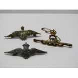 SWEETHEART BROOCHES, selection of 3 sweetheart brooches including 2 RAF & 1 Military, yellow metal