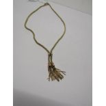 9CT YELLOW GOLD TASSELLED NECKLACE, approximately 10.6 grms in weight