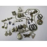 SILVER JEWELLERY, a collection of silver & white metal jewellery including pendants, earrings,