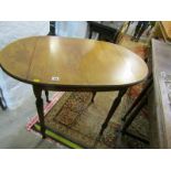 SHERATON REVIVAL DROP LEAF OCCASIONAL TABLE, inlaid rosewood oval topped occasional table with