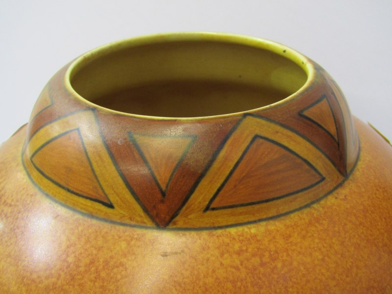 ART DECO, "Chameleon" stylised brown leaf design spherical 9" vase by Clews & Co Limited (base - Image 2 of 5