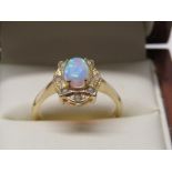 9CT YELLOW GOLD OPAL RING, size P