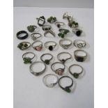 SELECTION OF SILVER RINGS, Inc plain and stone set, some in a/f condition, 26 in total