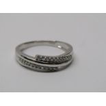 9CT WHITE GOLD DIAMOND SET HALF ETERNITY STYLE RING, approximately 2.3 grms in weight, size M