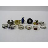 A SELECTION OF SILVER RINGS, good collection of silver rings including stone set, abstract designs