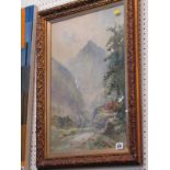 T.W. MORLEY, signed watercolour "The Mountain Pass", 21" x 14"