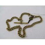 HEAVYWEIGHT 18ct YELLOW GOLD ALBERT CHAIN with T bar, approx 69 grams in weight