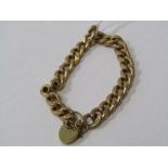 9CT GOLD BRACELET, 9ct gold curb link bracelet with padlock clasp, 11.1 grms