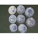 ORIENTAL CERAMICS, collection of 8 underglaze blue assorted dessert plates and soup dishes,