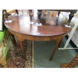 GEORGIAN MAHOGANY D-END EXTENDING DINING TABLE, chamfered legs with 2 additional leaves, 48" width