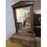 ANTIQUE DRESSING MIRROR, early 19th Century inlaid mahogany drawer base swing dressing mirror of