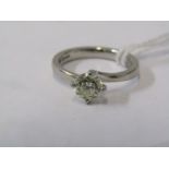 DIAMOND SOLITAIRE RING, 4 claw platinum setting, diamond measuring approx 0.66ct, size I/J