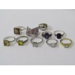 SILVER RINGS, large selection of stoneset silver rings, some abstract designs