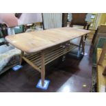 RETRO, Ercol rectangular coffee table with stretchered shelf, 41.5" length 18" width