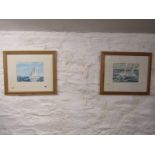 MARTIME, pair of signed watercolours "Yacht off Headland" and "Yacht in Stormy Sea", 7" x 10"