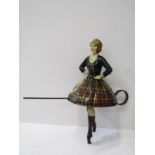 ANTIQUE TIN PLATE TOY, early 20th Century German spinning tin toy of Highland Dancer, 5.5" height