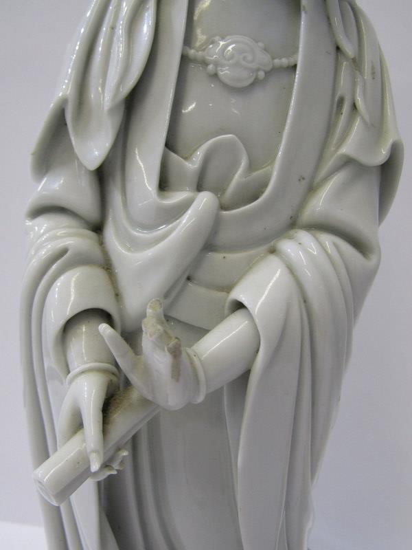 ORIENTAL CERAMICS, blanc de chine figure of Guanyin, 13" height (fingers to one hand missing), - Image 3 of 15