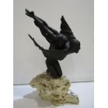 SCULPTURE, a modern bronzed sculpture "Icarus", 14" height